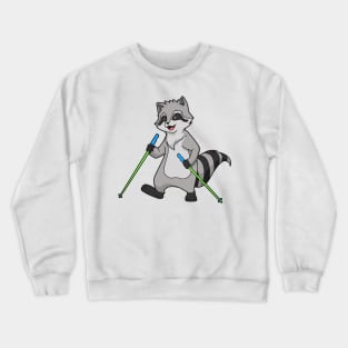 Nordic Walking Comic Waschbär Crewneck Sweatshirt